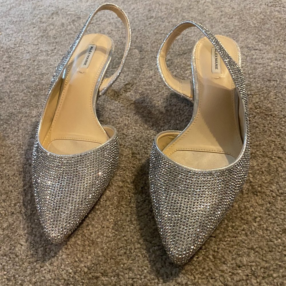 Alex Marie Silver Garielle pumps with sling heel 7.5